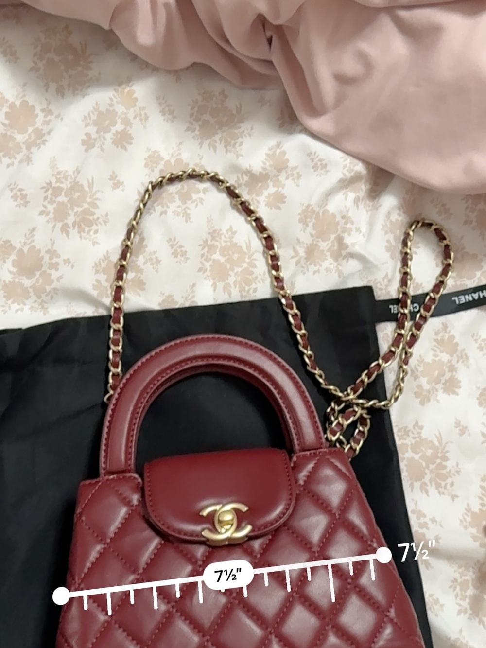 CHANEL Quilted Mini Top-Handle Bag in Deep Red with Gold Hardware - Picture 5 of 5